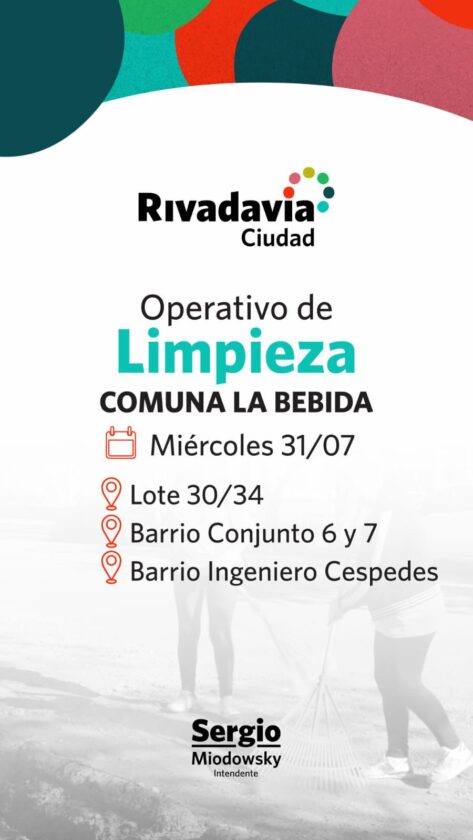 Rivadavia Ciudad y sus agentes municipales abordarán dos comunas diferentes en la actual semana.