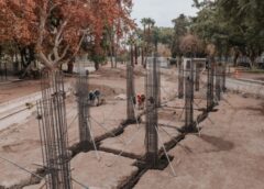 El nuevo puente del lago del Parque de Mayo empieza a tomar forma
